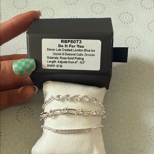 Rose Gold Plated Crystal & Diamond Bracelet Set